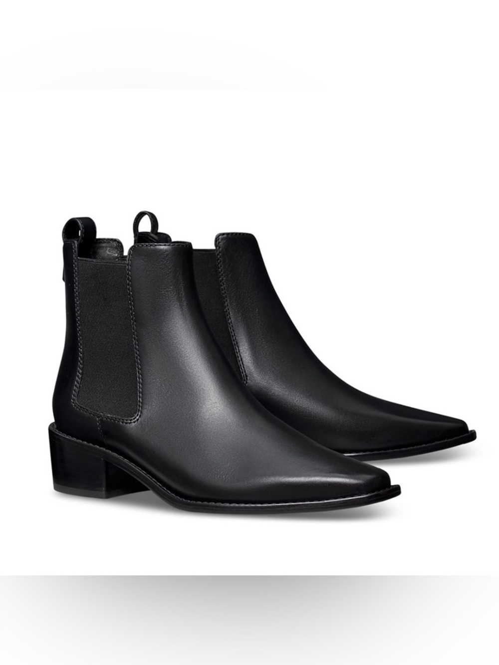 Tory Burch Black Leather Chelsea Ankle Boots 45MM with Gold Logo